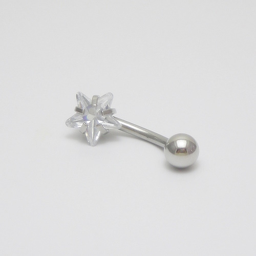 Bananabell Piercing Umbigo 1 Pedra Estrela Crystal Rosca Externa Aço 316L