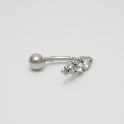 Bananabell Piercing Umbigo Inverted Rosca Externa 3 Zircônias Aço 316L